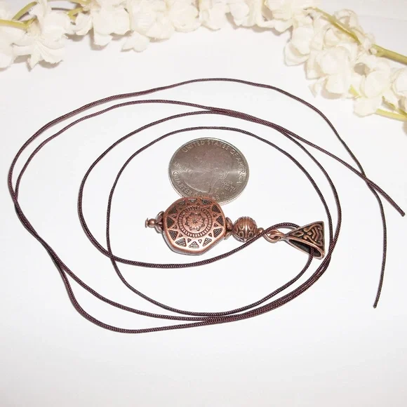 Boho Copper & Black Necklace Pendant Adjustable Length Beaded Necklace NWT A050 - Picture 4 of 9